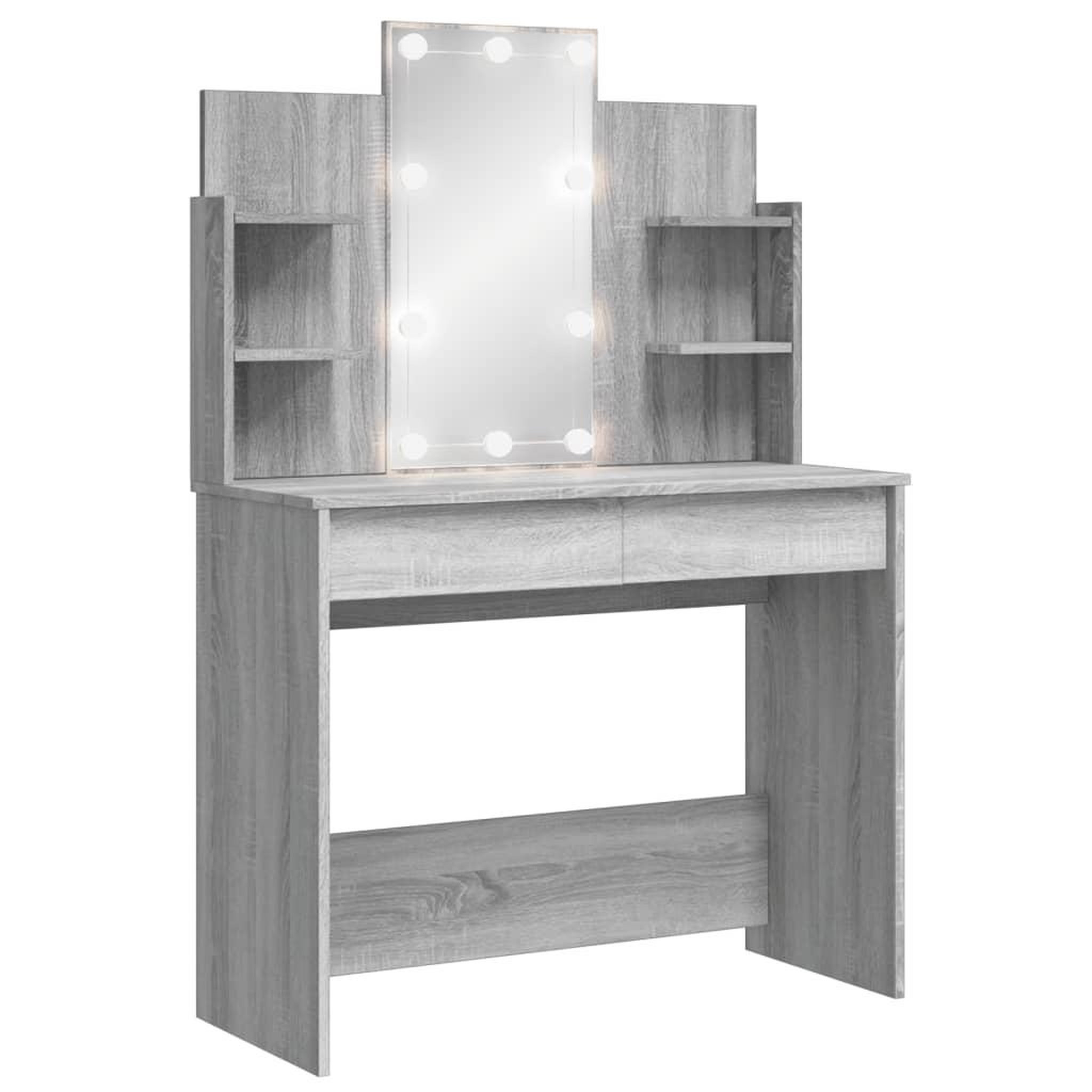 Voir la diapositive 2 : VIDAXL Coiffeuse avec lumieres LED sonoma gris 96x40x142 cm