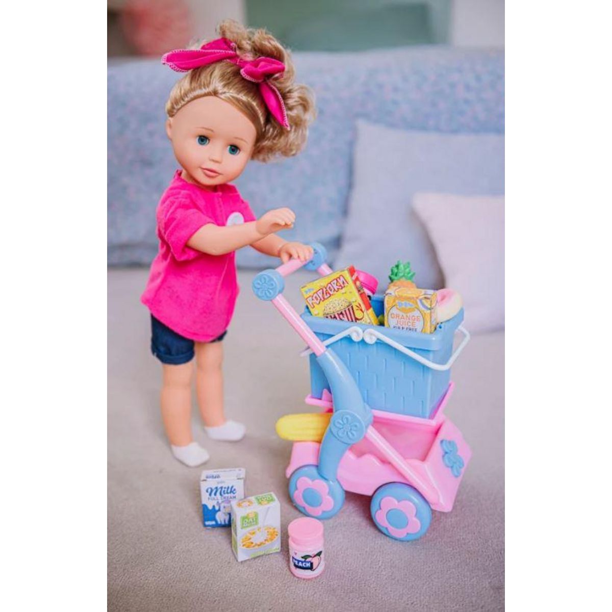 One Two Fun Ma poupée et son chariot de courses - 46 cm