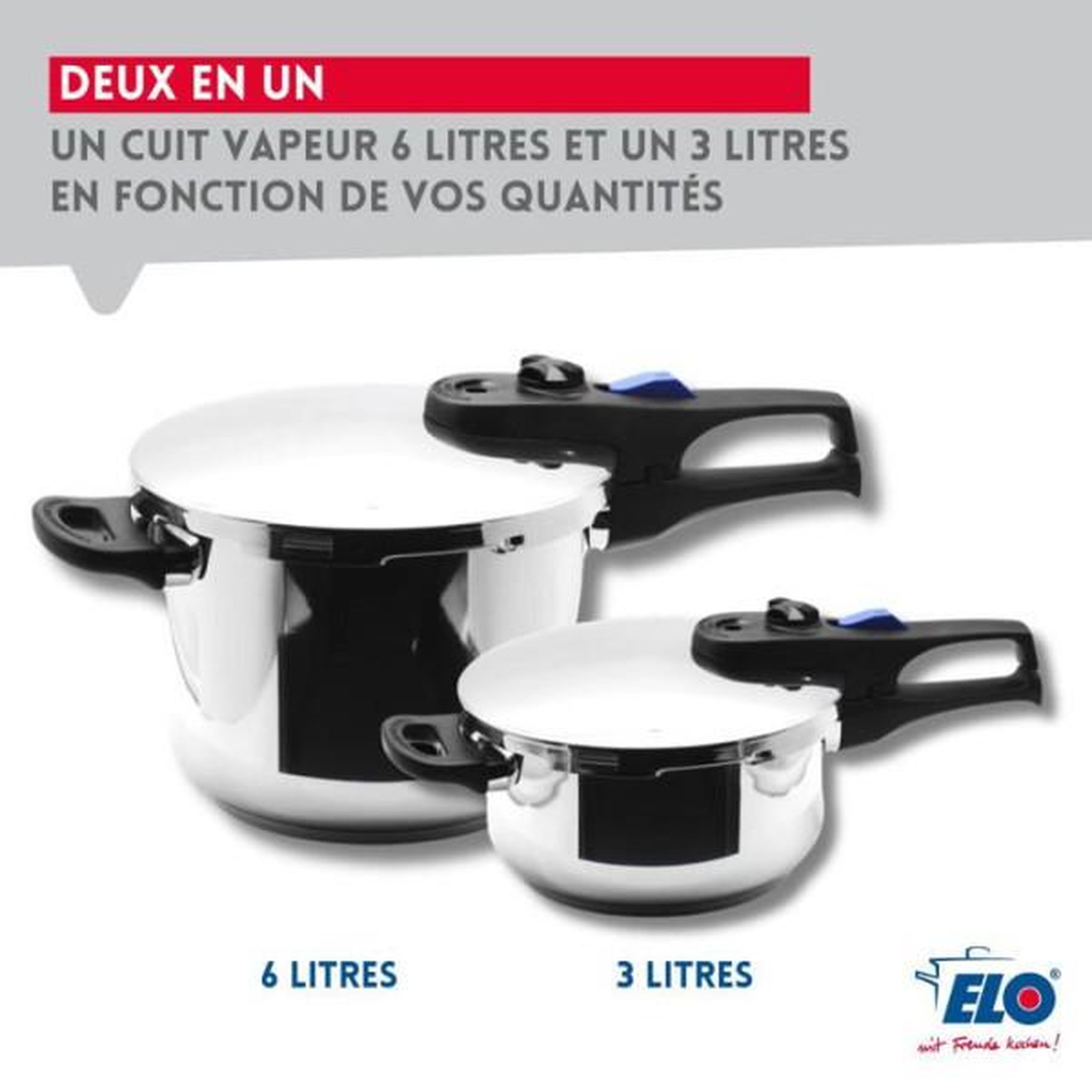 Voir la diapositive 6 : Fackelmann Autocuiseur vapeur - fackelmann - elo praktika plus xl - acier inoxydable 18/10 - 22 cm - 3 a 6 litres