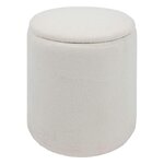 ATMOSPHERA Pouf de rangement en bouclette - Blanc