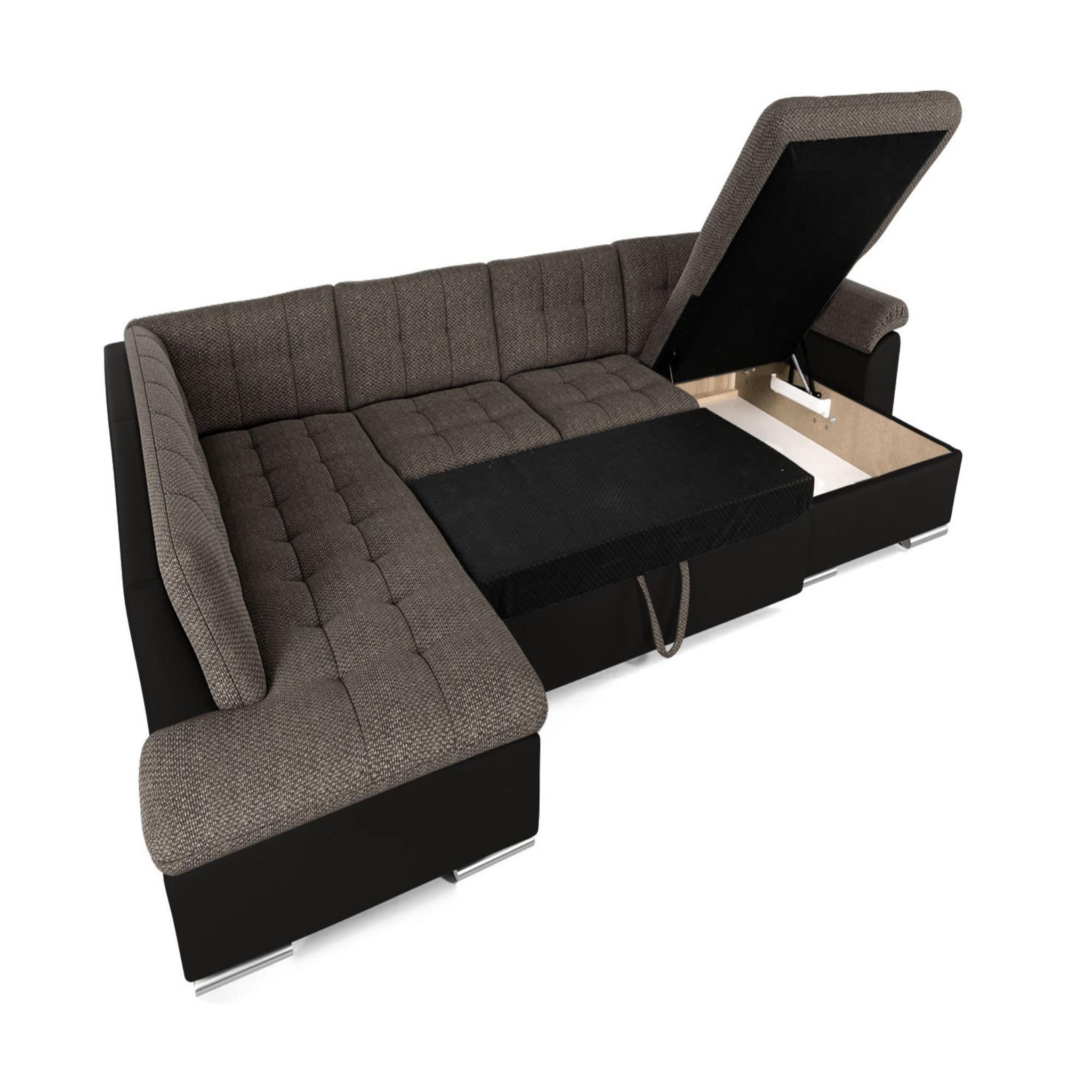 Voir la diapositive 3 : BEST MOBILIER Chuck - canapé panoramique xxl - convertible avec coffre - 7 places - gauche