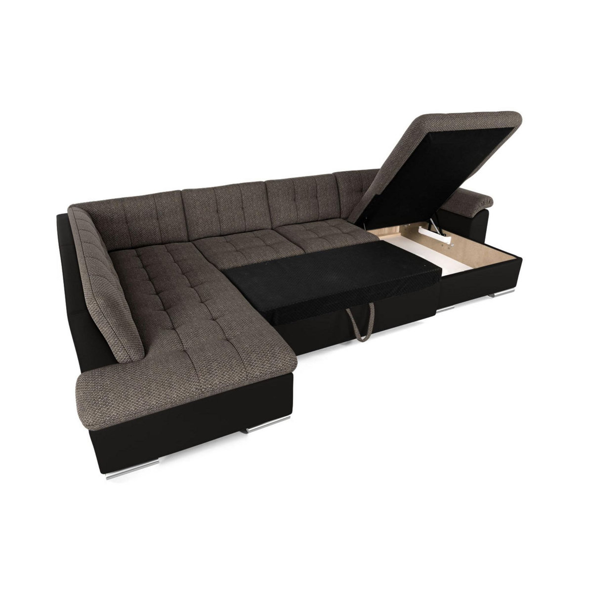 BEST MOBILIER Chuck - canapé panoramique xxl - convertible avec coffre - 7 places - gauche