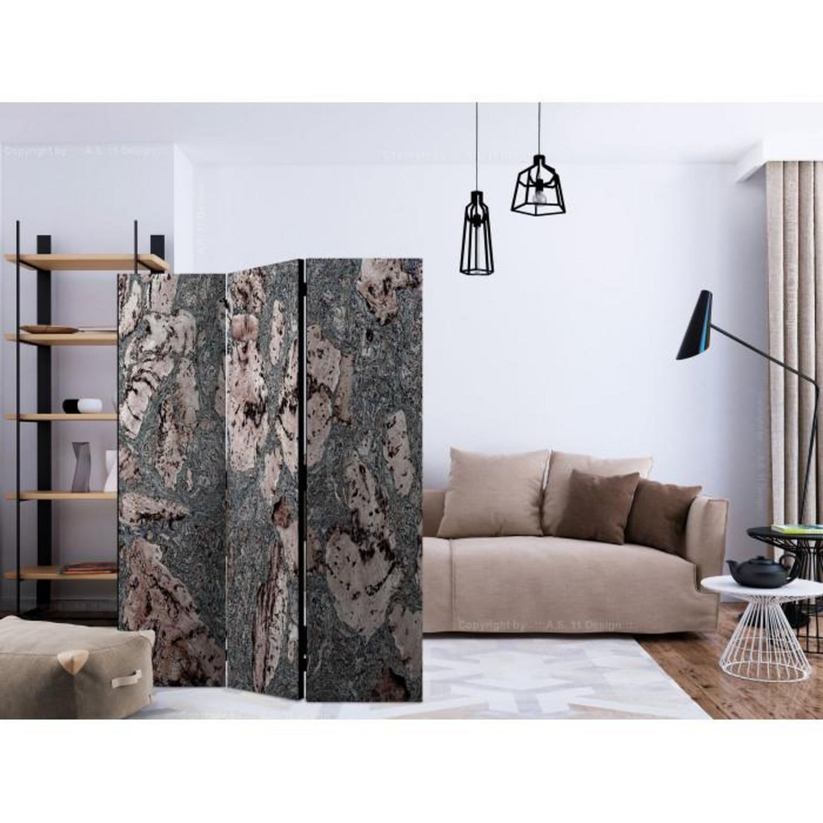 Paris Prix Paravent 3 Volets  Grey Stopper  135x172cm