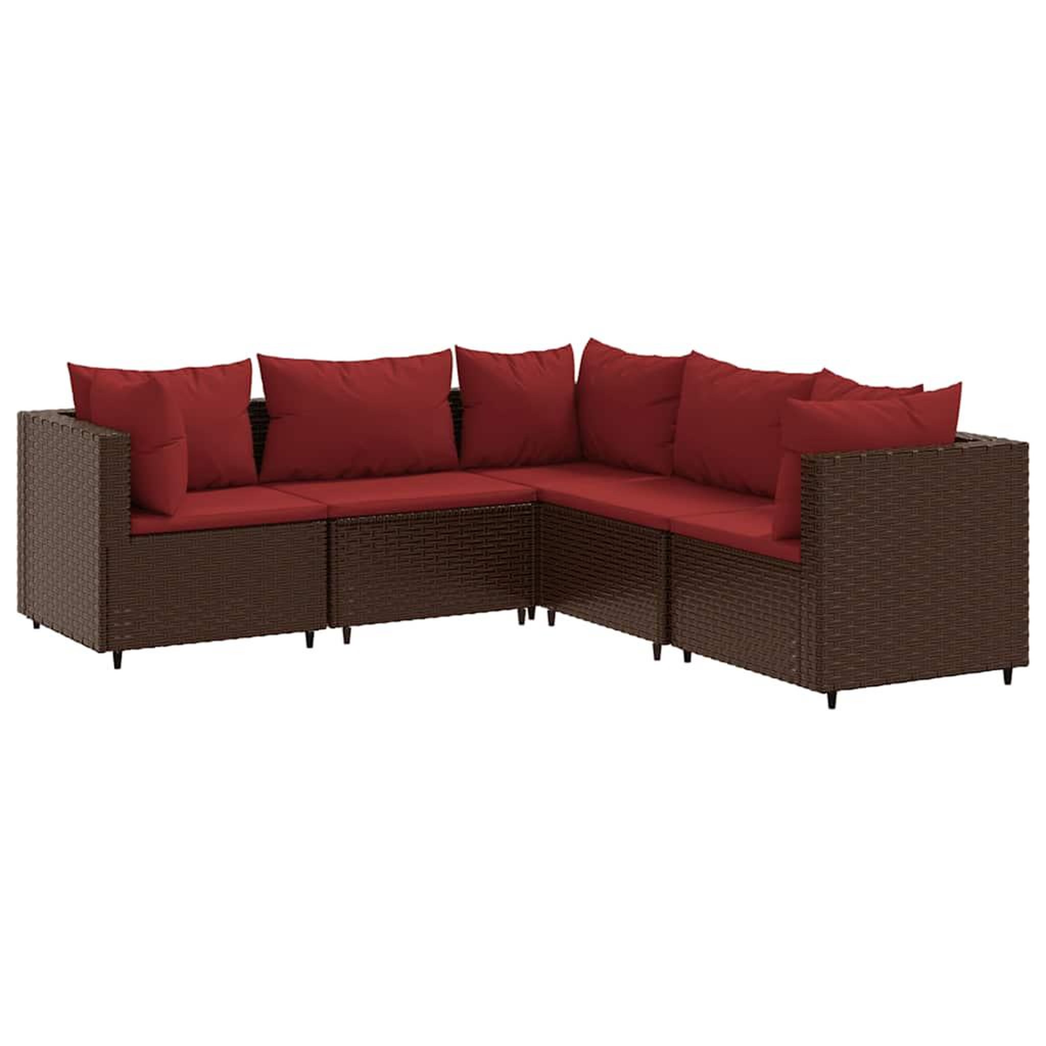 Voir la diapositive 2 : VIDAXL Salon de jardin 5 pcs avec coussins Marron Resine tressee