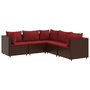 Voir la diapositive 2 : VIDAXL Salon de jardin 5 pcs avec coussins Marron Resine tressee