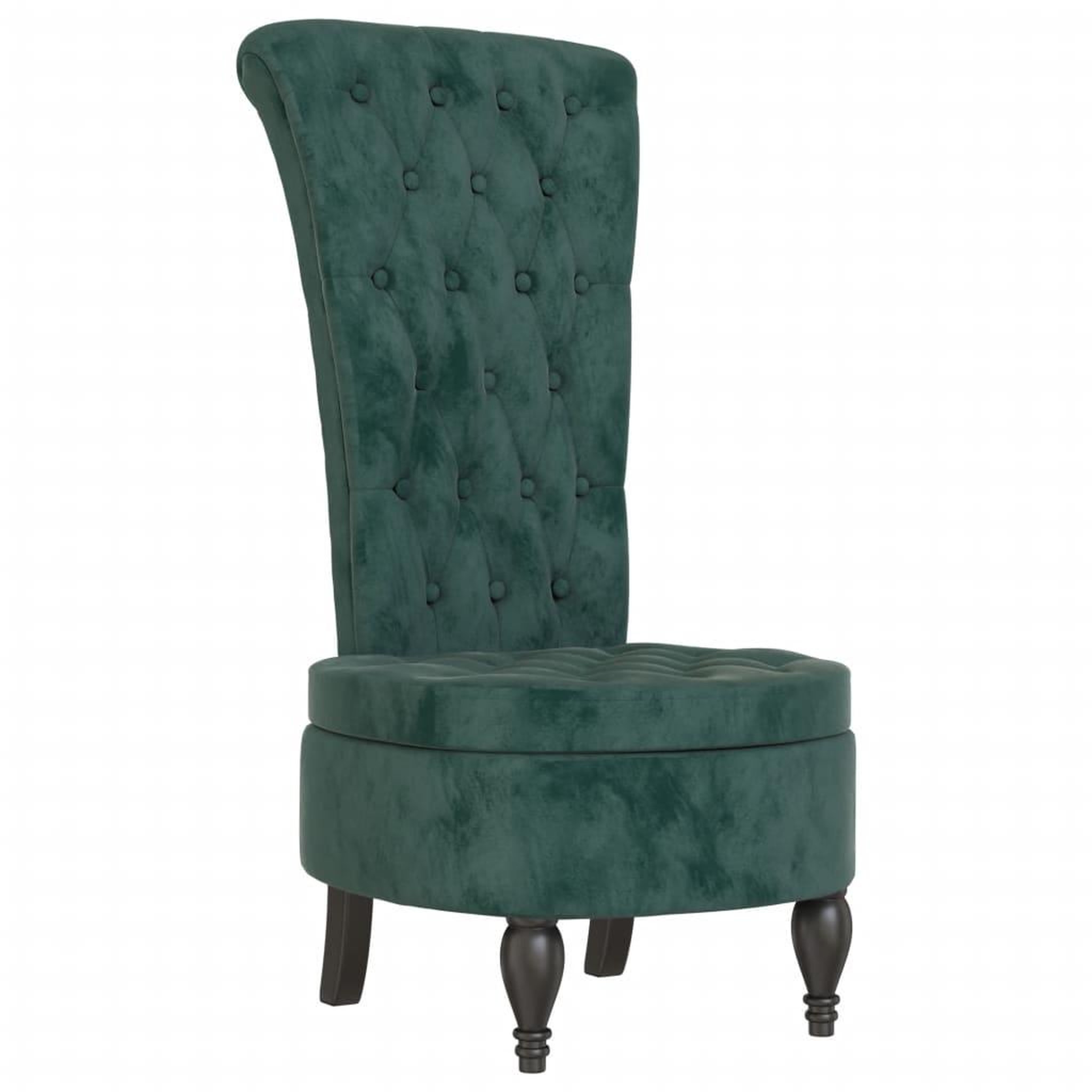 Voir la diapositive 2 : VIDAXL Chaise a dossier haut vert fonce velours conception de bouton