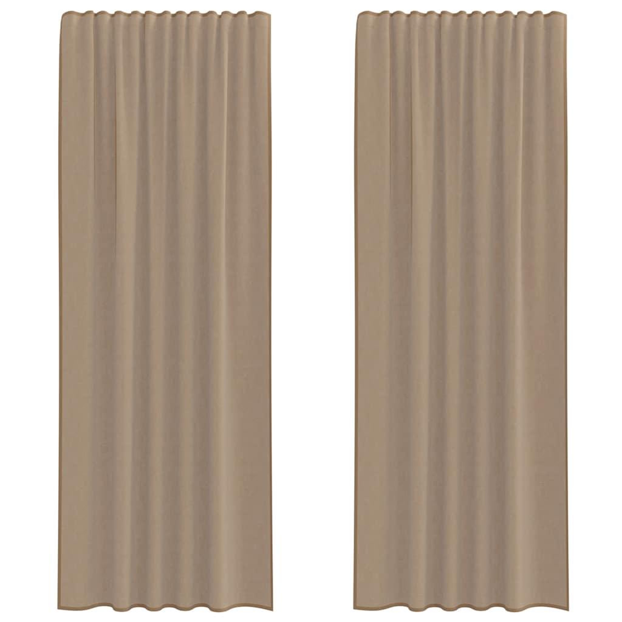 Voir la diapositive 2 : VIDAXL Rideaux en voile avec boucles 2 pcs marron clair 140x260 cm