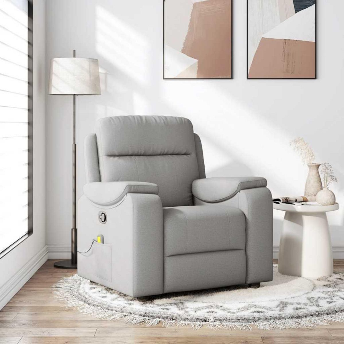 VIDAXL Fauteuil de massage inclinable gris nuage tissu