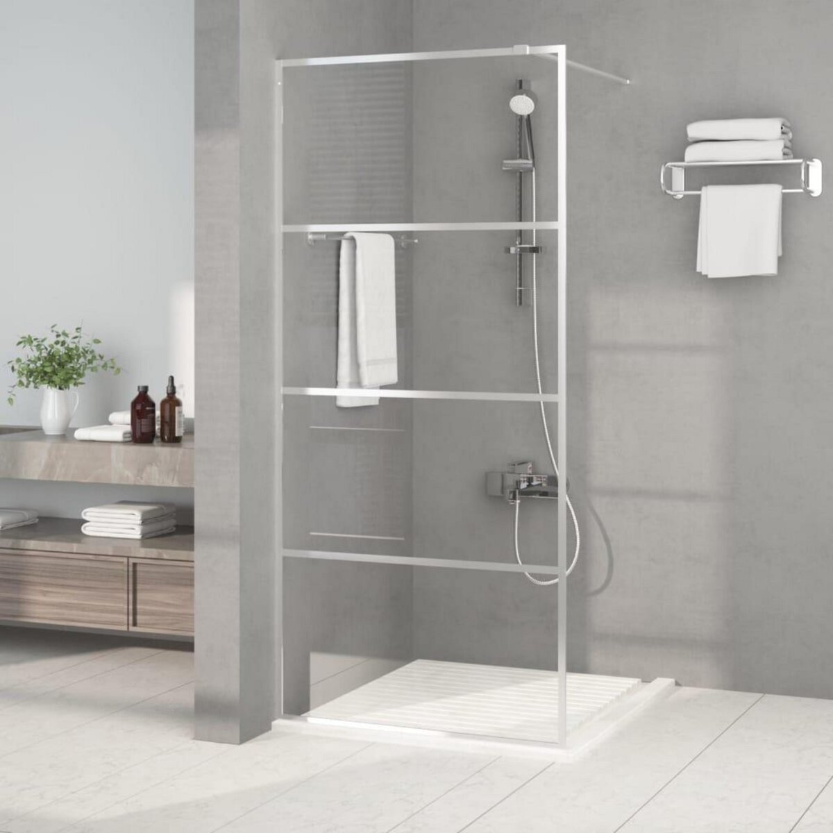 VIDAXL Paroi de douche Argente 90x195 cm Verre ESG transparent