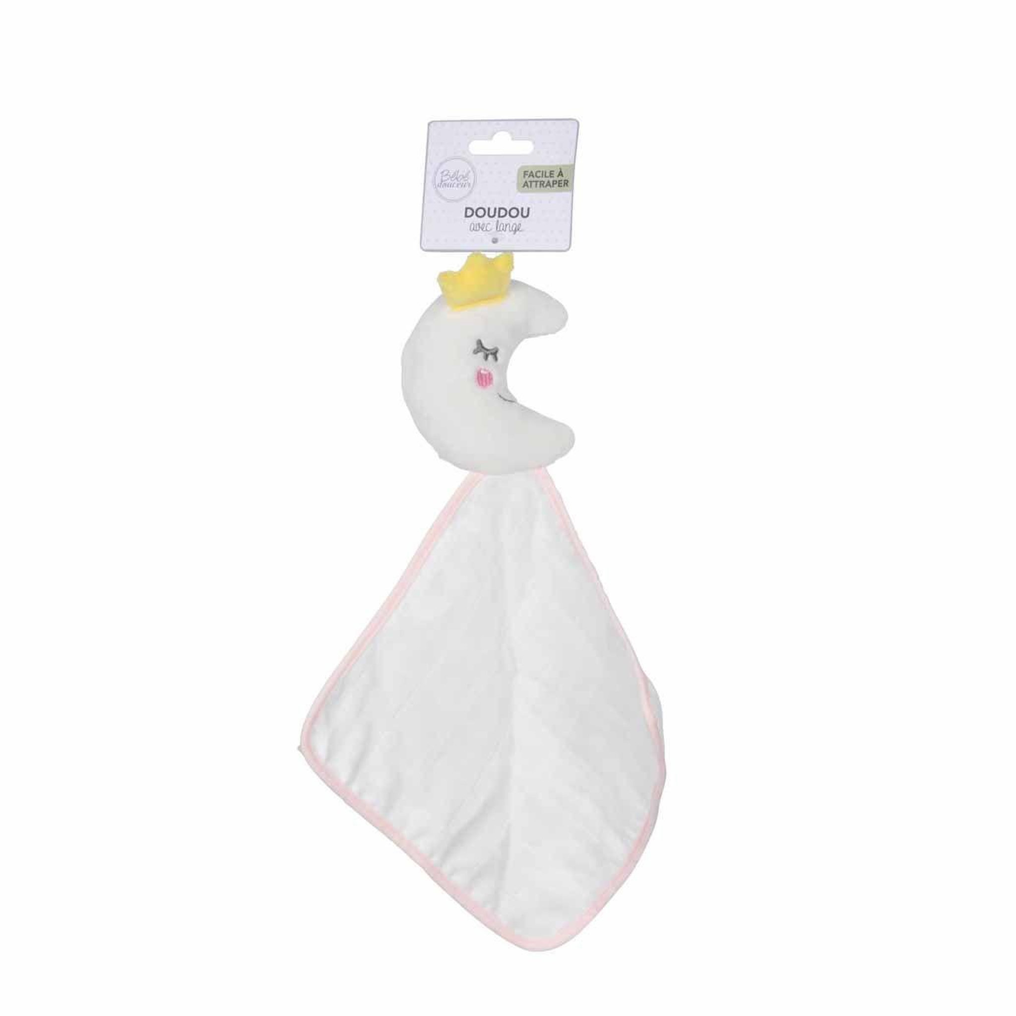 Voir la diapositive 2 : HOMEA Doudou avec lange  lune  18cm rose