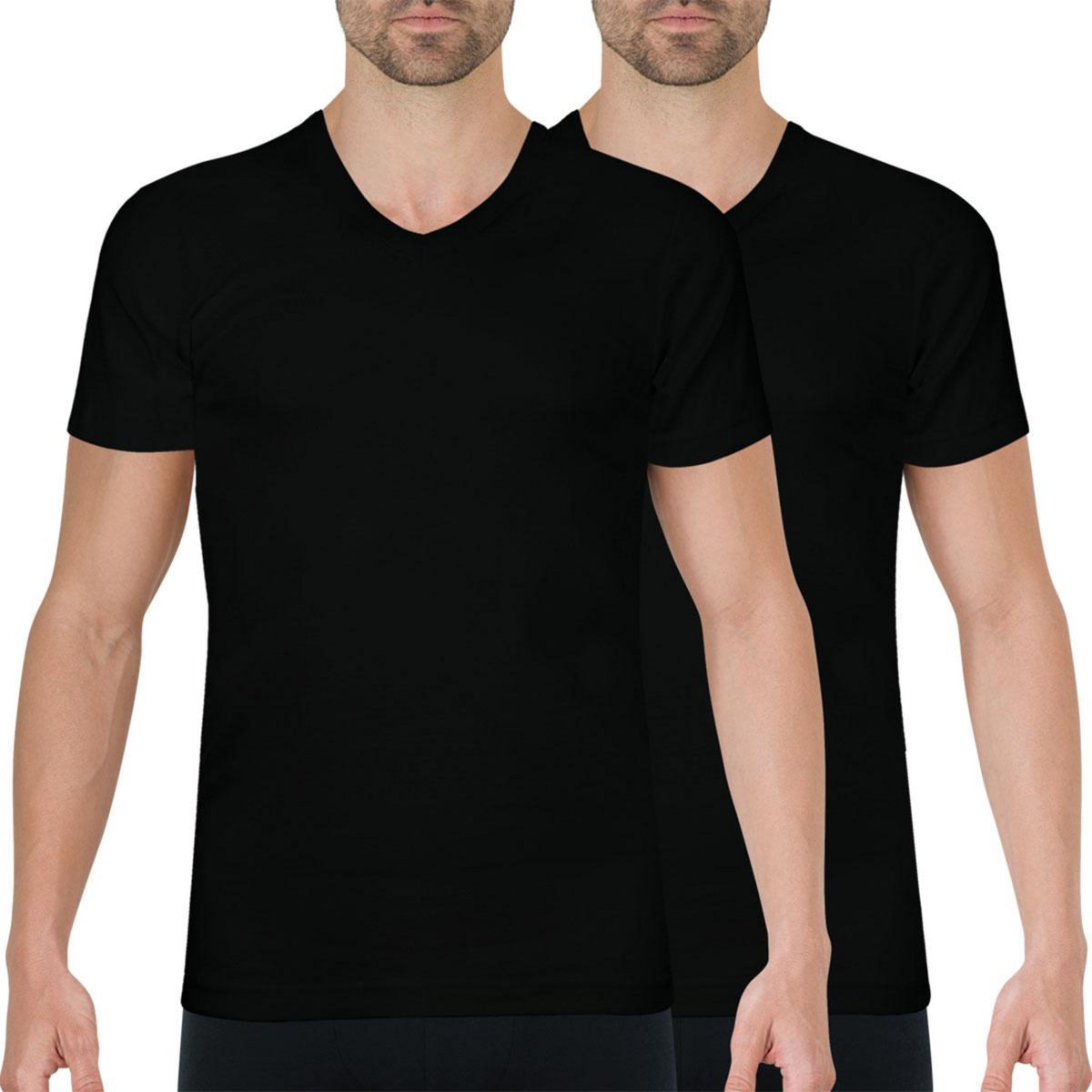 Athena Lot de 2 Tee shirts col V homme Coton Bio
