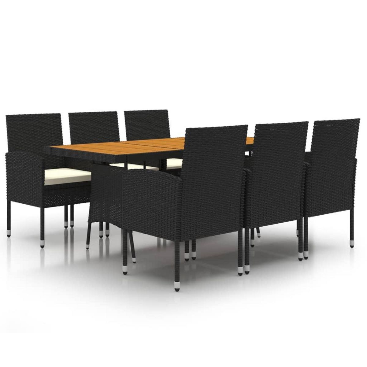VIDAXL Mobilier a dîner d'exterieur 7 pcs Resine tressee Noir