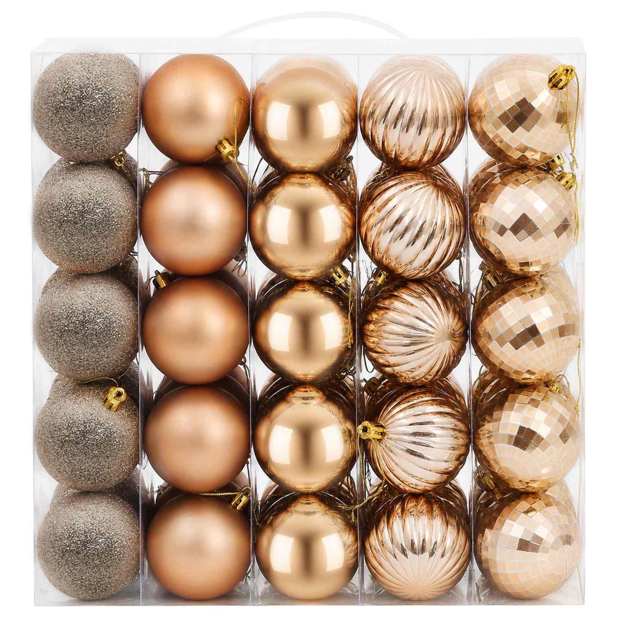 Voir la diapositive 4 : VIDAXL Ensemble de boules de Noël 75 pc Or rose 6 cm Polystyrene