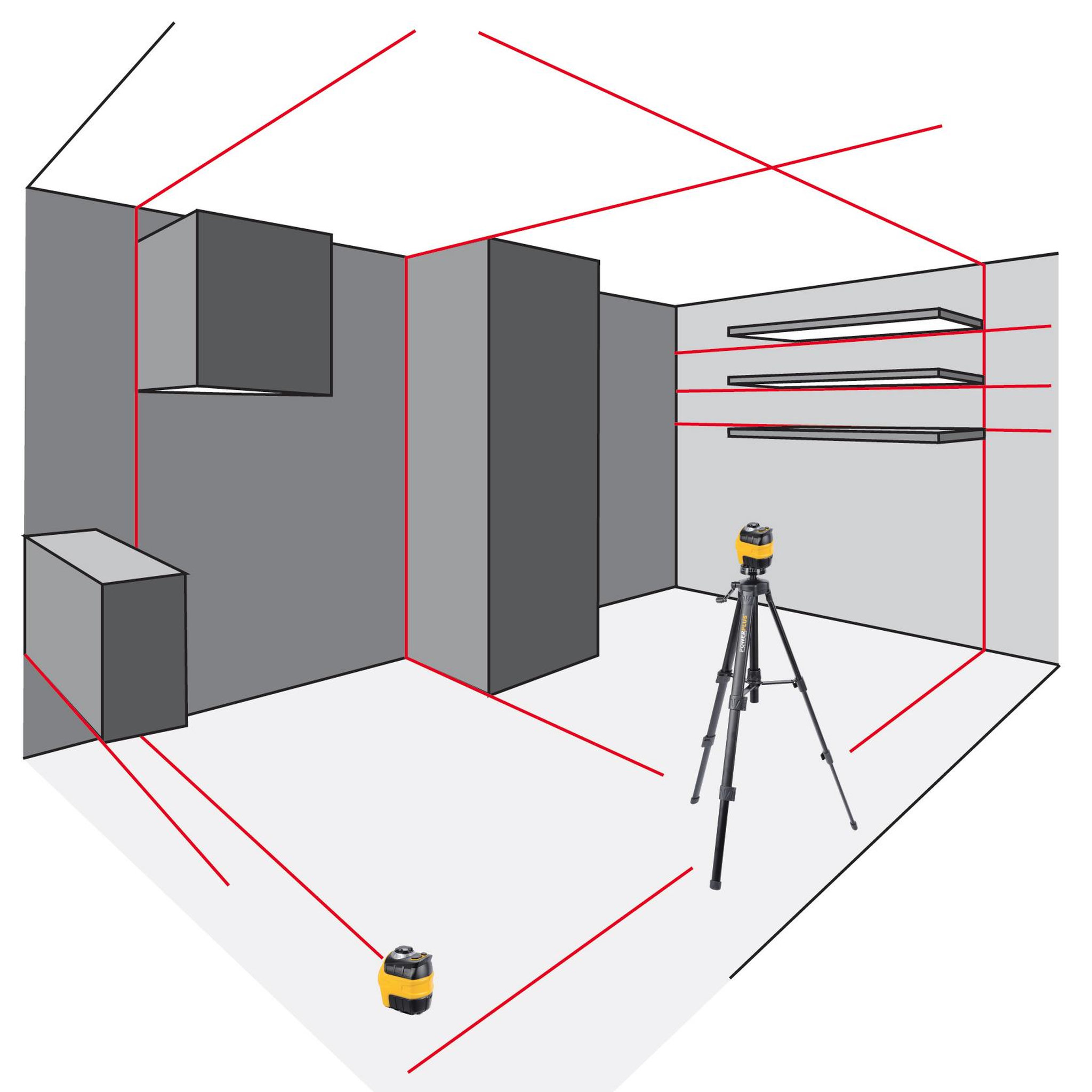 Voir la diapositive 5 : POWERPLUS Niveau laser mur et plafond Powerplus avec trépied