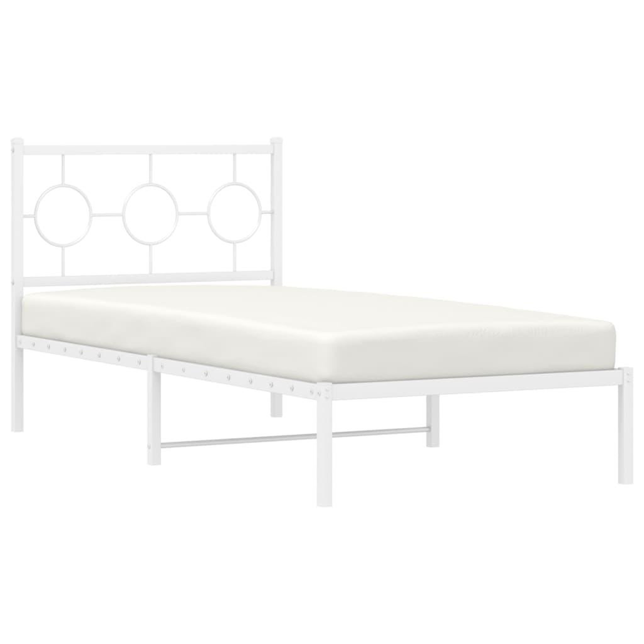 Voir la diapositive 4 : VIDAXL Cadre de lit metal sans matelas avec tete de lit blanc 90x200cm