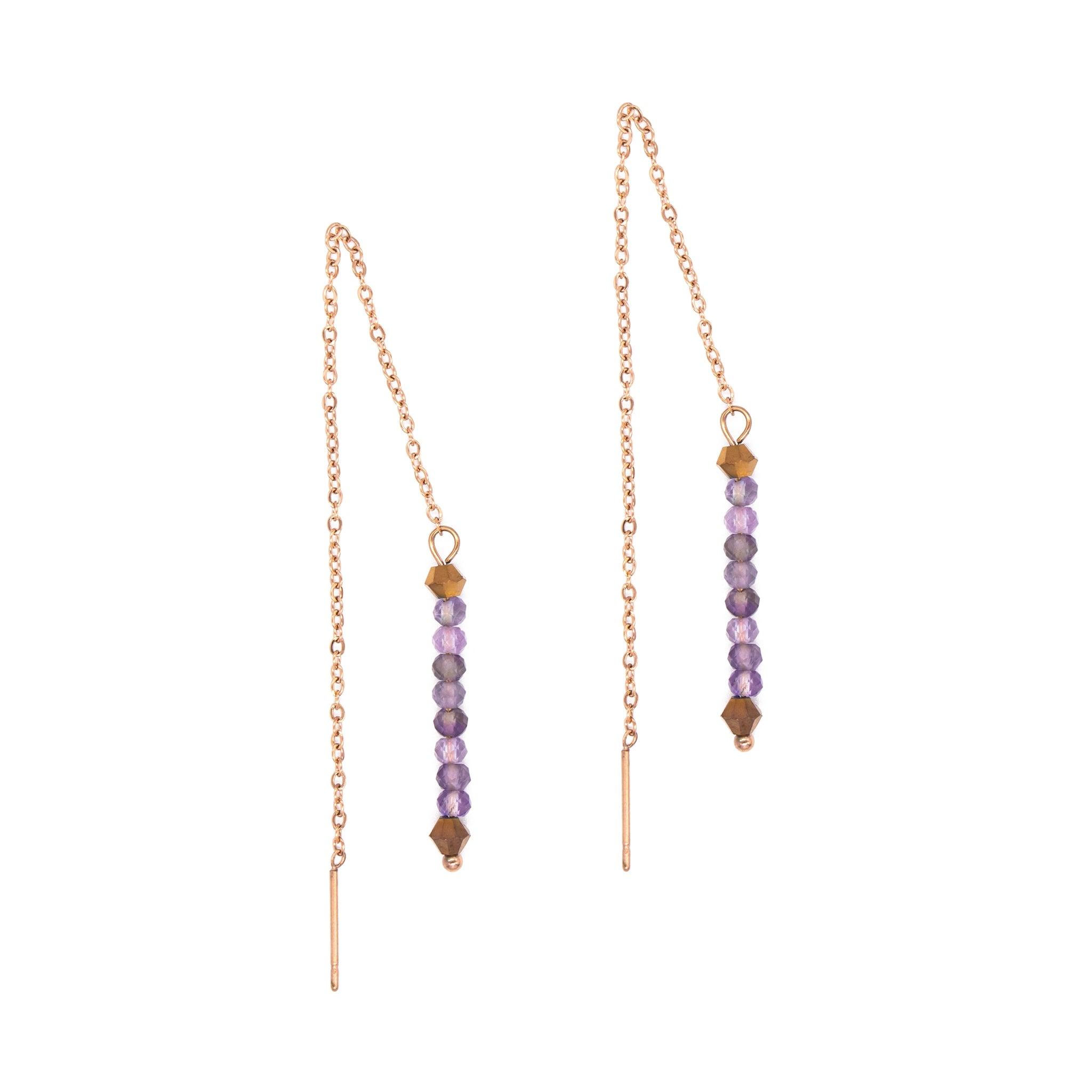 Voir la diapositive 1 : SLOYA Boucles d'oreilles pendantes Lumia en pierres Améthyste