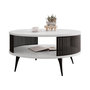 Voir la diapositive 2 : BEST MOBILIER Forini - table basse ronde - blanc et noir - 1 niche - 75 cm
