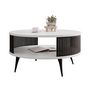 Voir la diapositive 2 : BEST MOBILIER Forini - table basse ronde - blanc et noir - 75 cm