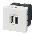 Legrand Prise double avec USB C et A, LEGRAND Mosaic, blanc