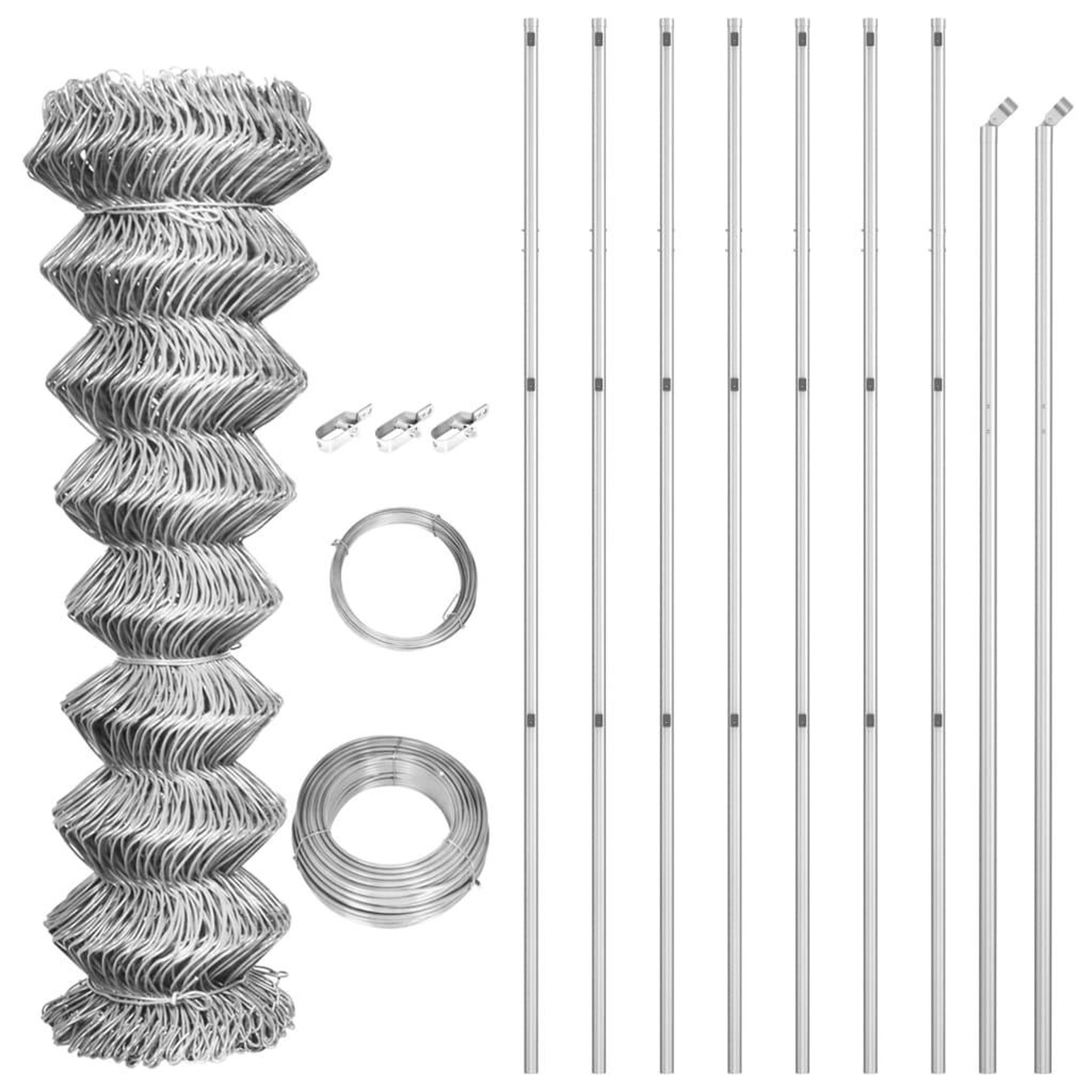 Voir la diapositive 2 : VIDAXL Cloture a mailles avec poteaux Acier galvanise 15x1,5 m Argente