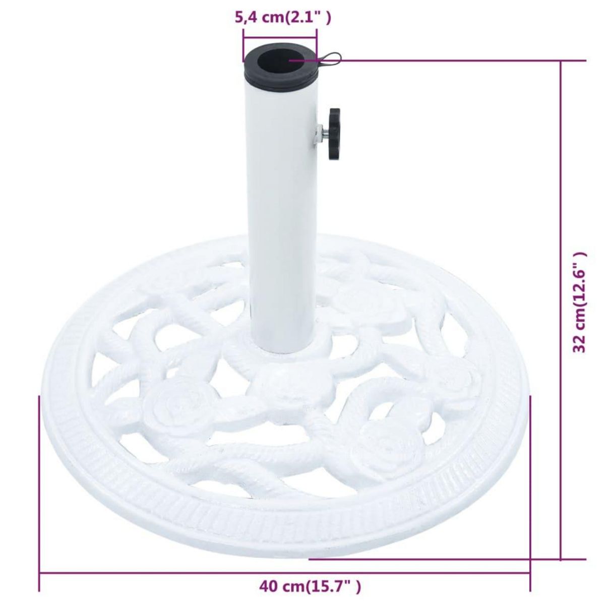 VIDAXL Socle de parasol Blanc 9 kg 40 cm Fonte
