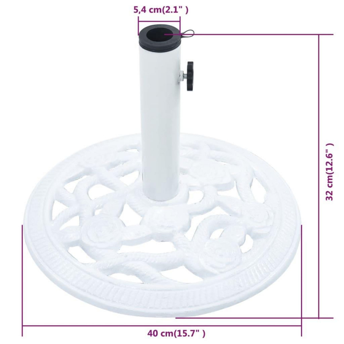 VIDAXL Socle de parasol Blanc 9 kg 40 cm Fonte