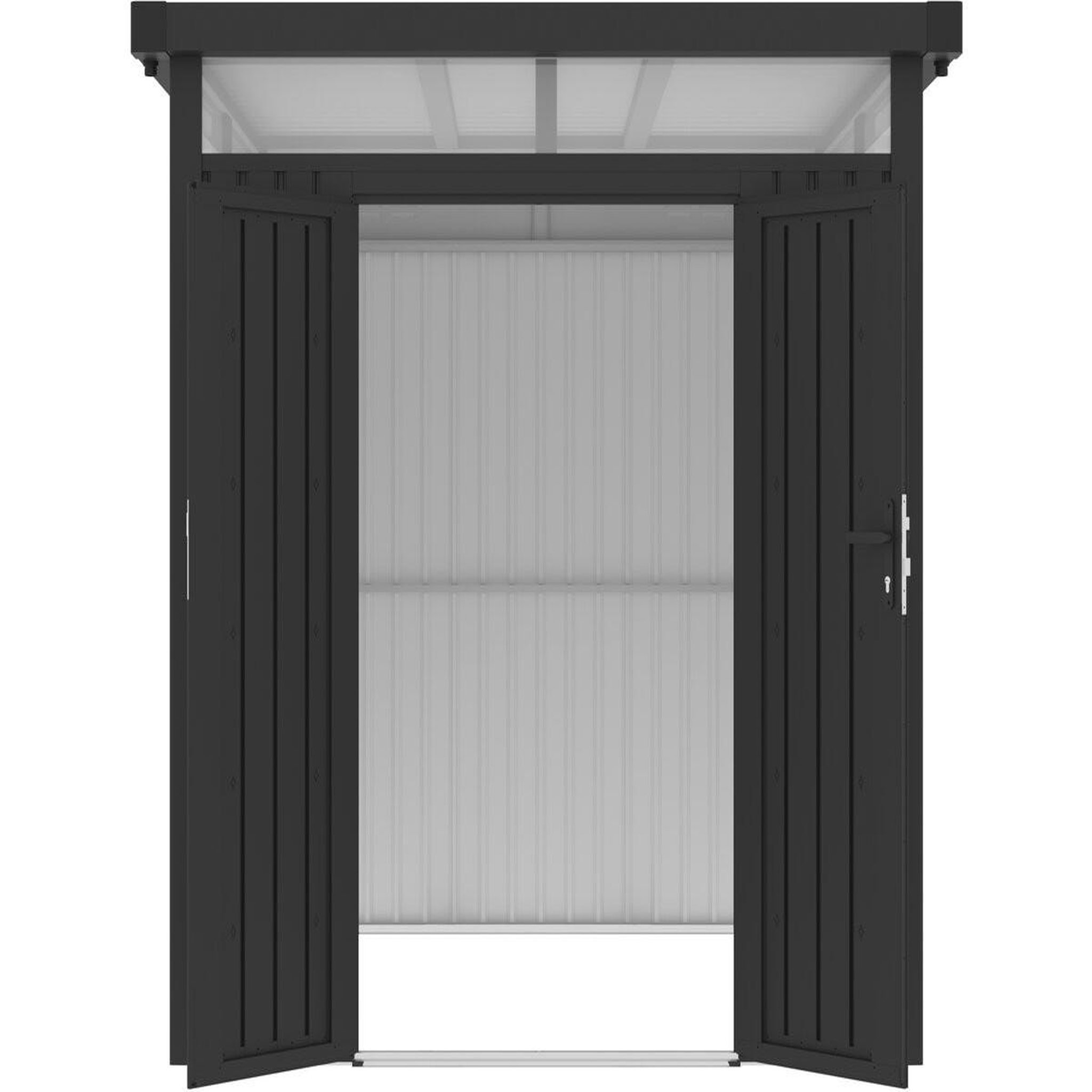 Voir la diapositive 4 : Habitat et Jardin Abri de jardin métal premium avec toit plat et porte battante  Lexinton  - 5,29 m² - Gris