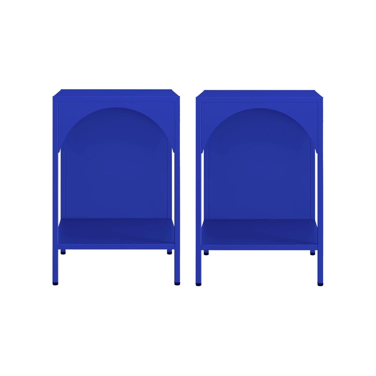 SWEEEK Lot de 2 tables de chevet. tables d'appoint en acier style industriel. bleu. L 35 x l 35 x H 52cm