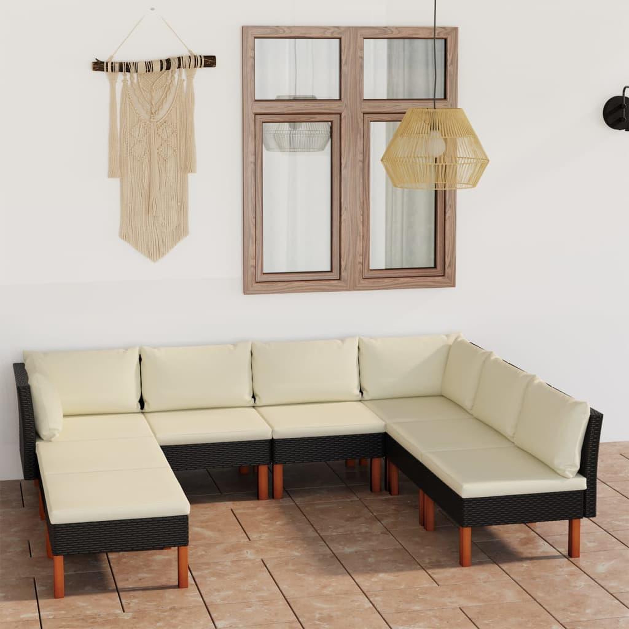 Voir la diapositive 1 : VIDAXL Salon de jardin 8 pcs avec coussins Resine tressee Noir