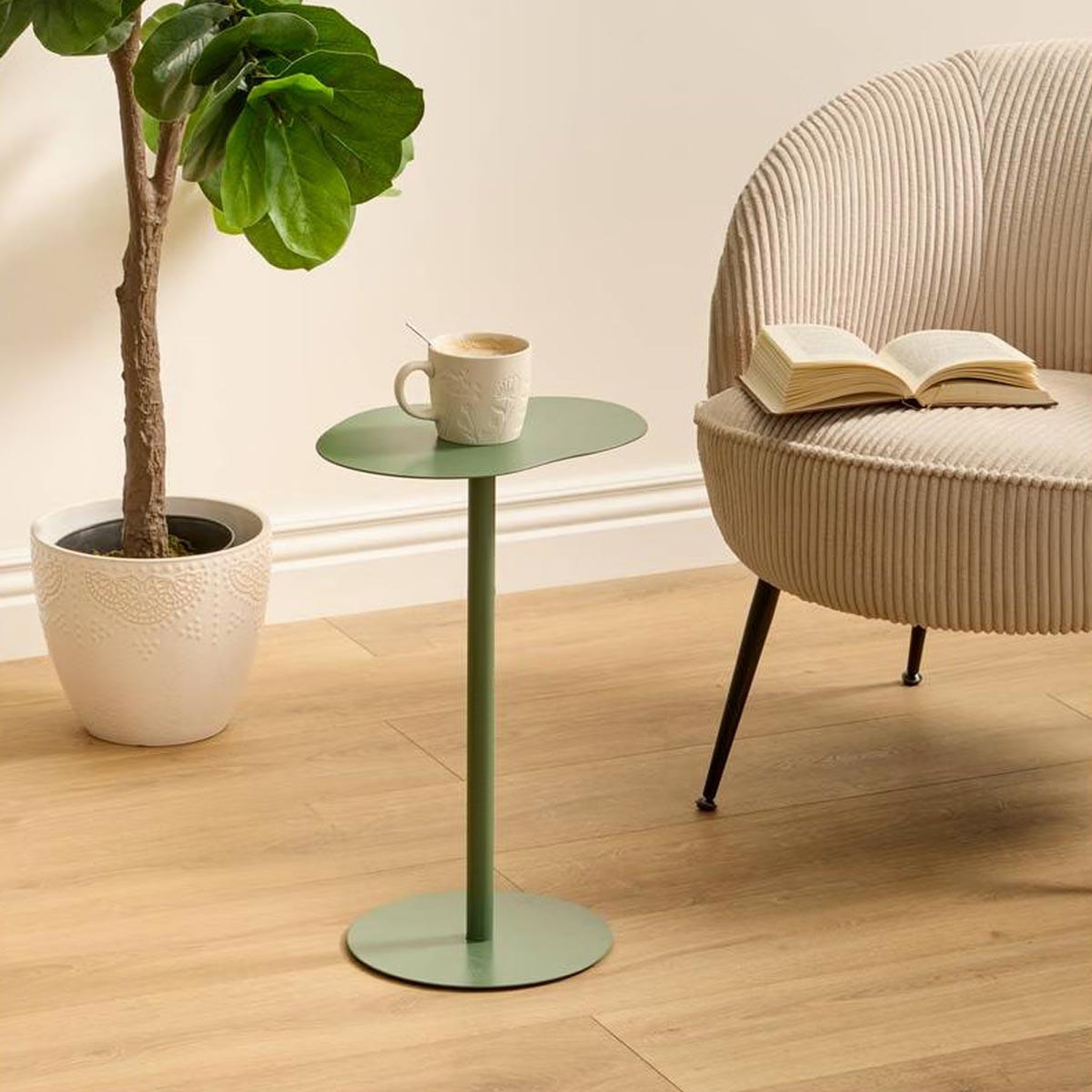 Voir la diapositive 2 : ATMOSPHERA Table d'appoint en métal  sora  50cm vert olive