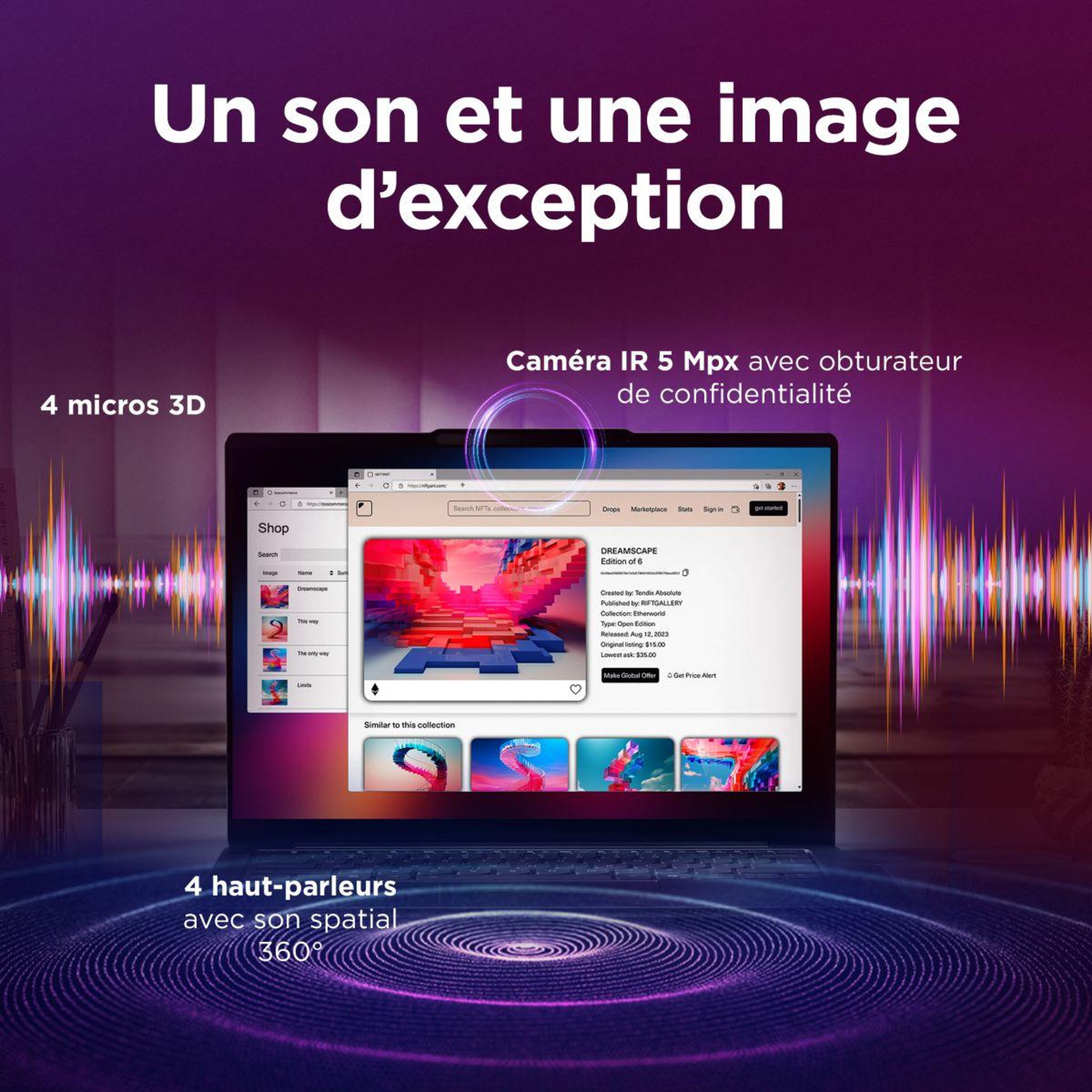 Voir la diapositive 5 : Lenovo Ordinateur portable Yoga Slim 7 14ILL10 U7 Copilot+PC