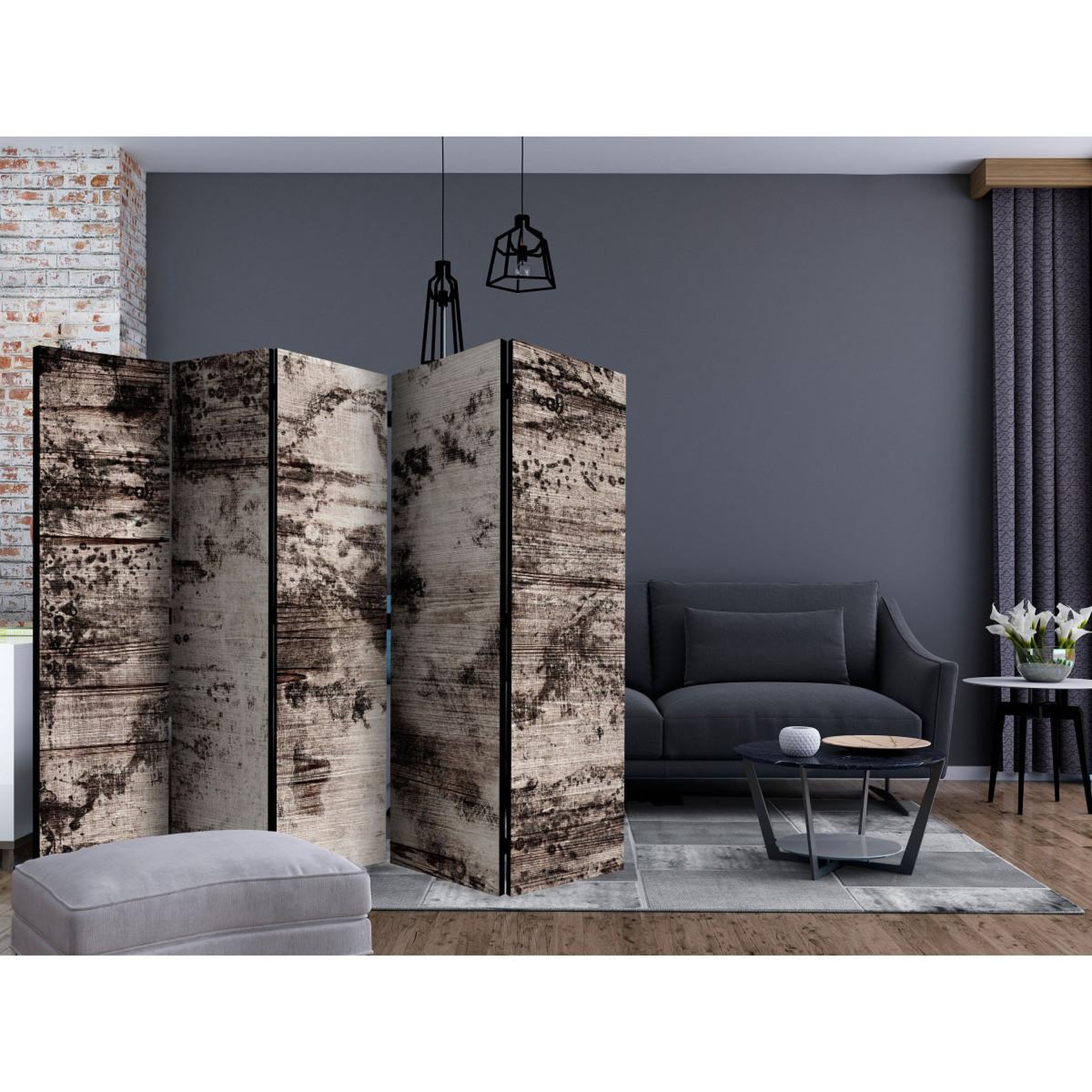 Voir la diapositive 2 : Paris Prix Paravent 5 volets  burnt wood  172x225cm
