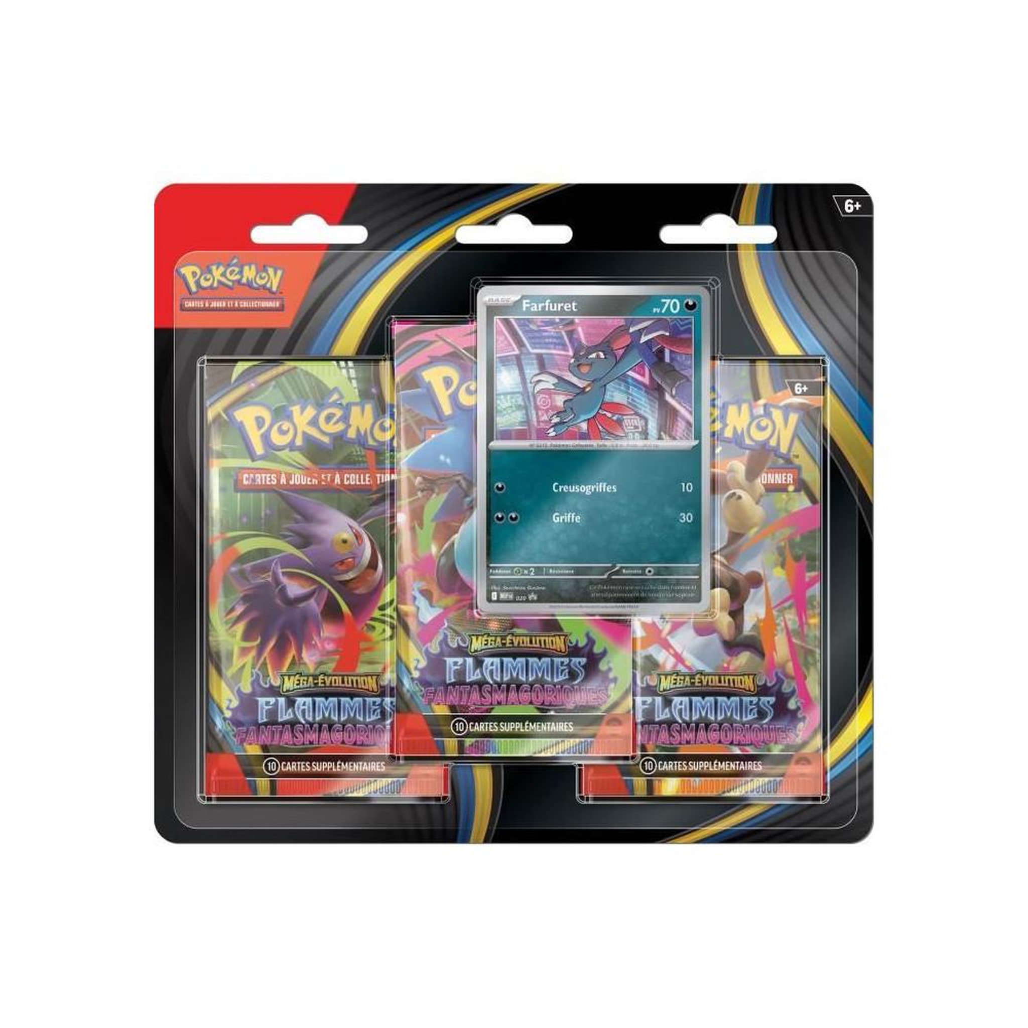Voir la diapositive 2 : Pokemon Pack de 3 boosters Pokémon Mega Evolution - Flammes fantasmagoriques