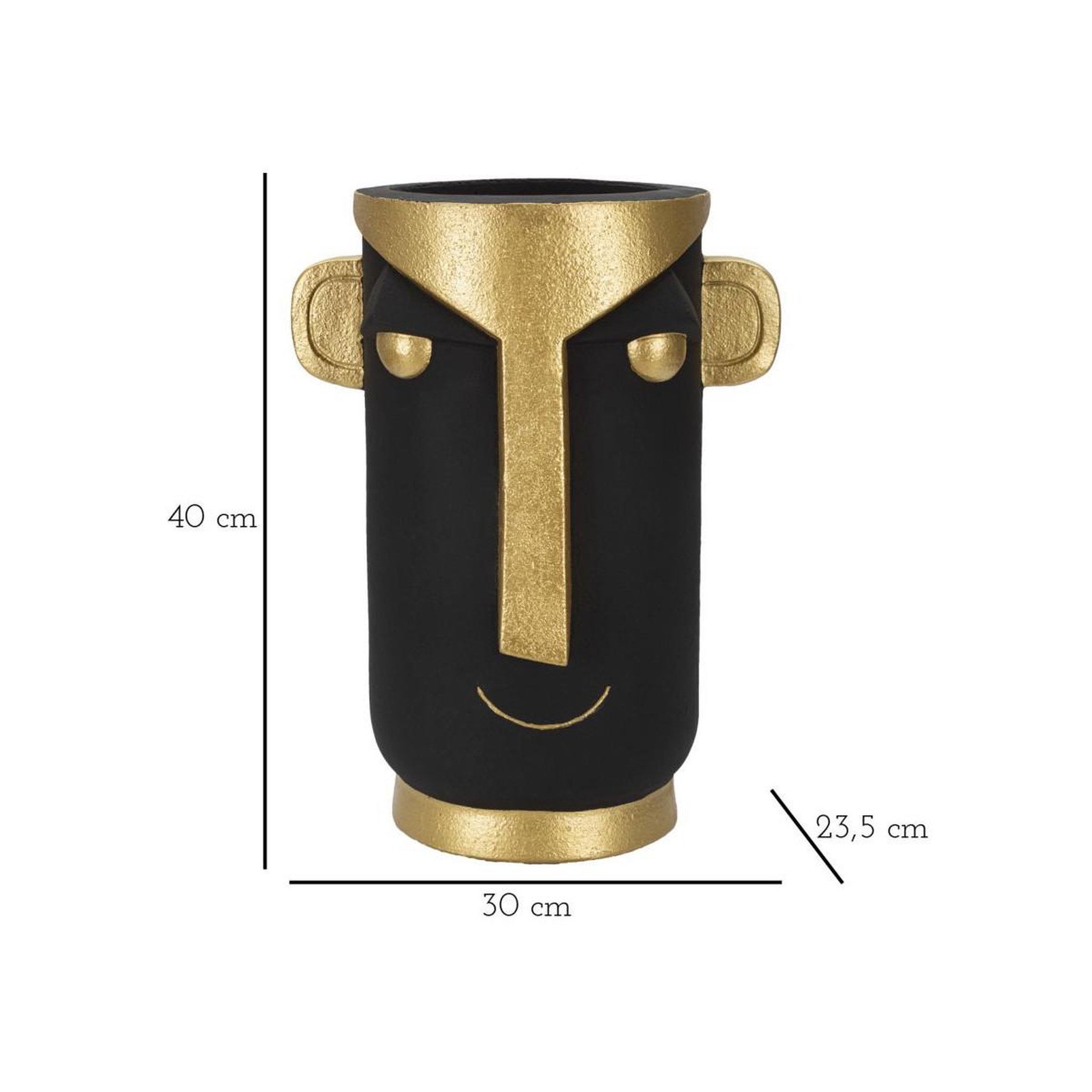 Voir la diapositive 6 : Paris Prix Vase design visage  tribal  40cm noir & or