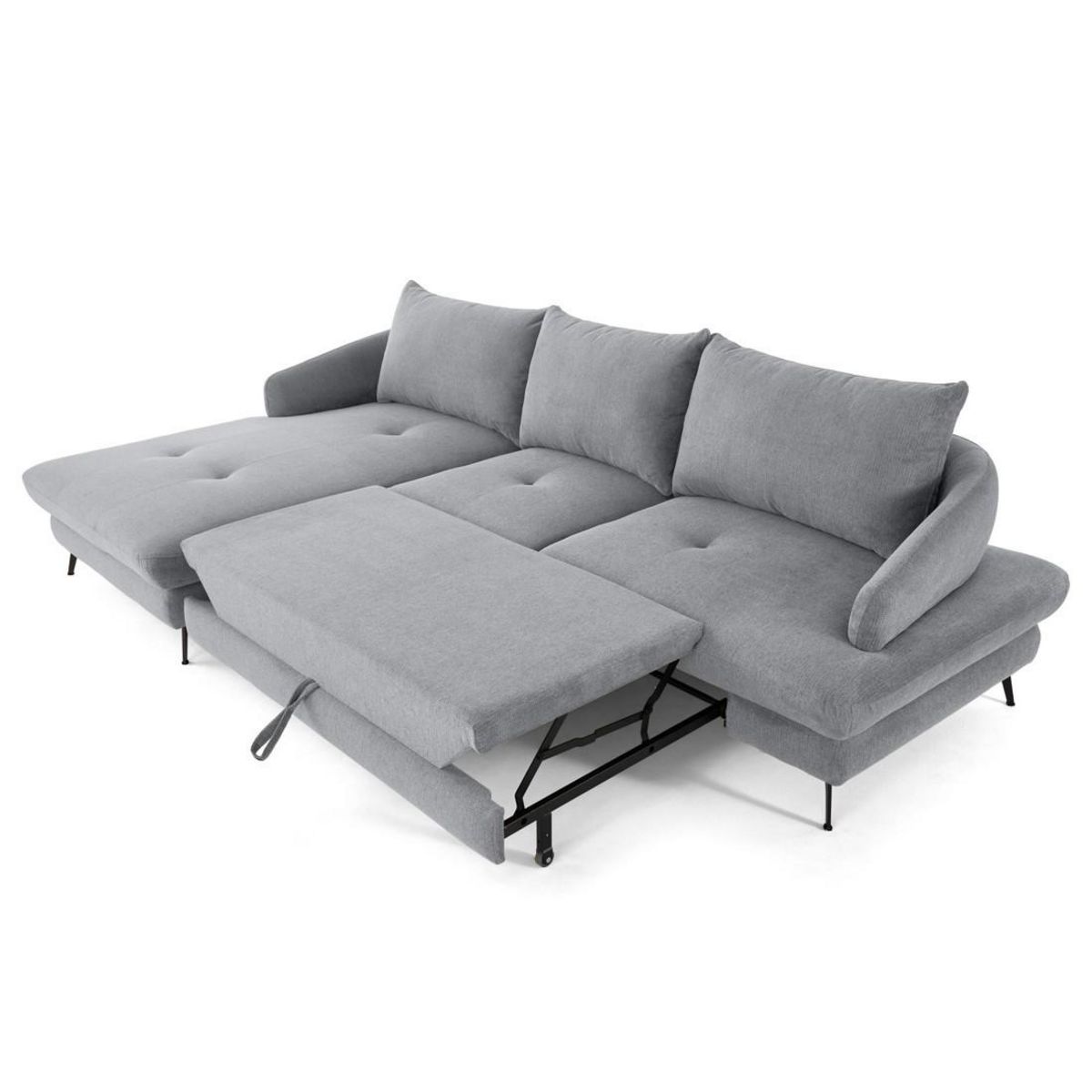 LISA DESIGN Ninon - canapé d'angle gauche 4 places convertible avec coffre en tissu texturé