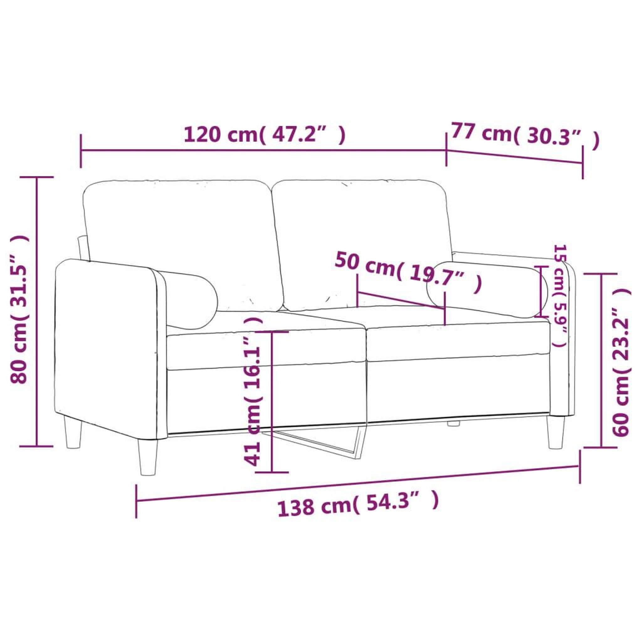 Voir la diapositive 6 : VIDAXL Canape 2 places avec oreillers decoratifs brun 120 cm velours