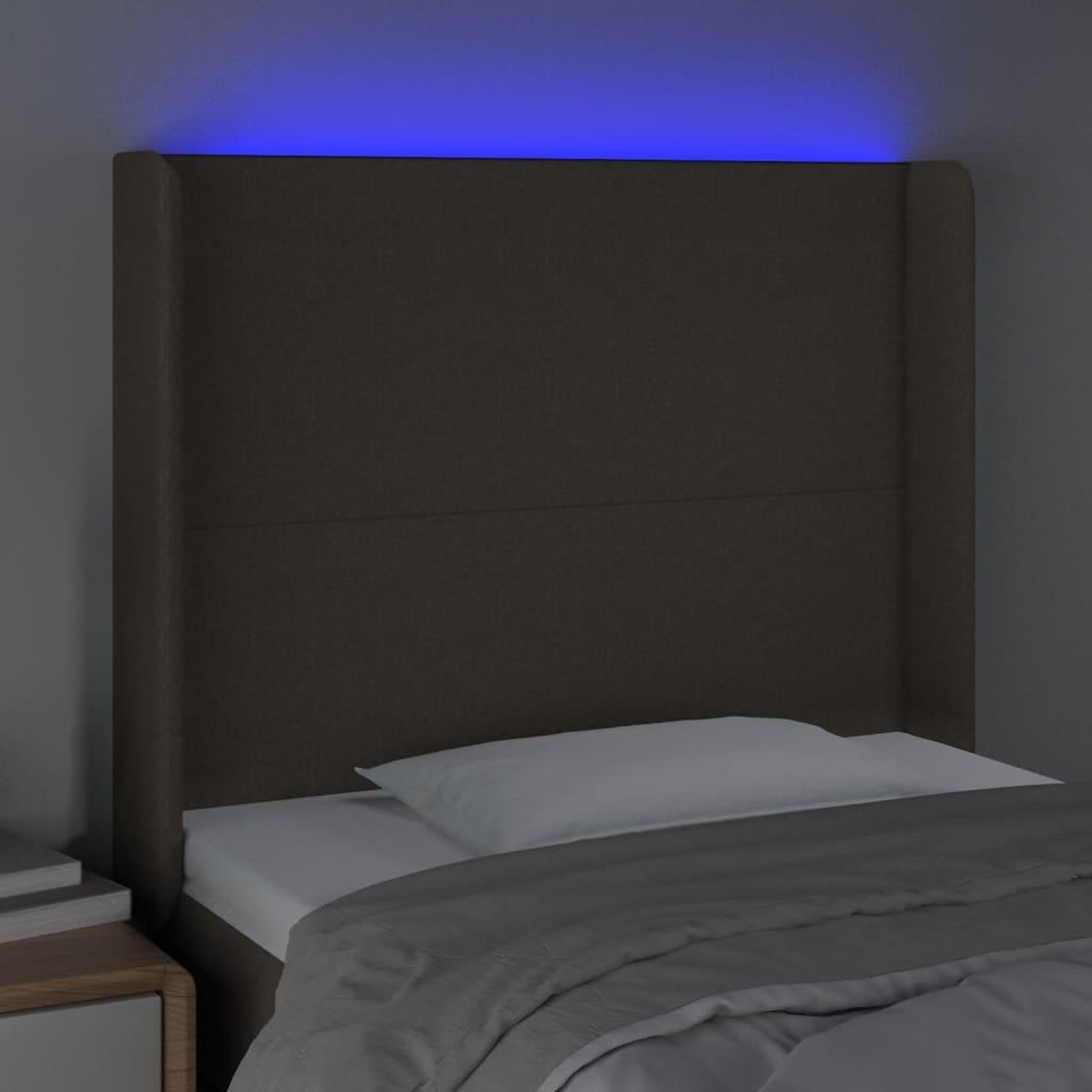 Voir la diapositive 4 : VIDAXL Tete de lit a LED Taupe 103x16x118/128 cm Tissu