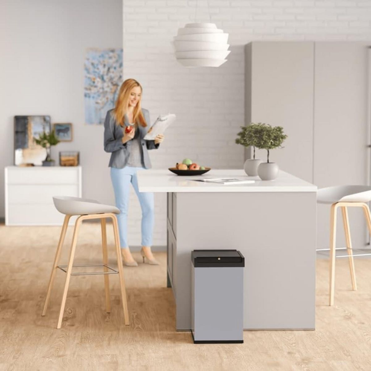 HAILO Hailo Poubelle Big-Box Swing Taille L 35 L Argente 0840-121