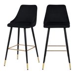 Rendez vous déco Lot de 2 chaises de bar 77.5 cm en velours noir - Aristote. Coloris disponibles : Noir, Jaune, Orange
