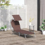 Voir la diapositive 2 : OUTSUNNY Transat bain de soleil pliable grand confort dossier et pare-soleil réglable multi-positions chocolat