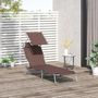Voir la diapositive 2 : OUTSUNNY Transat bain de soleil pliable grand confort dossier et pare-soleil réglable multi-positions chocolat