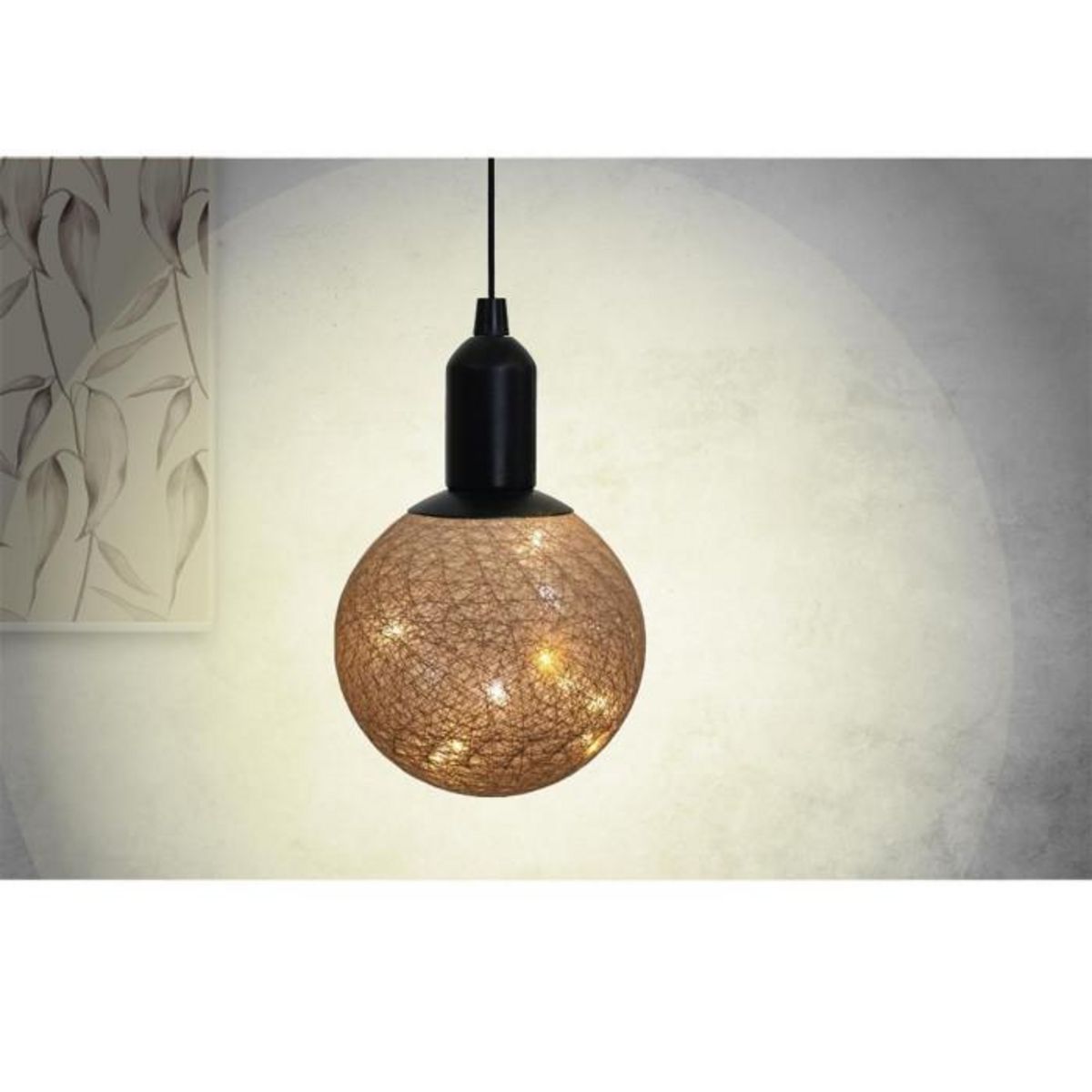 Paris Prix Lampe Suspension à Led  Boule  24cm Beige