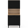 Voir la diapositive 3 : ID MARKET Buffet de cuisine 80 CM CINA 4 portes + tiroir façon hêtre et noir