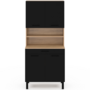 Voir la diapositive 3 : ID MARKET Buffet de cuisine 80 CM CINA 4 portes + tiroir façon hêtre et noir
