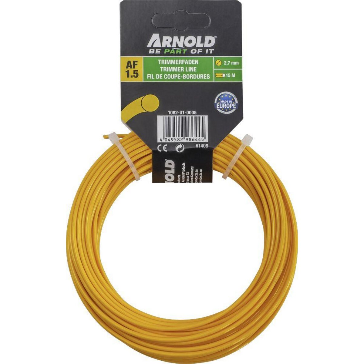 ARNOLD Fil de coupe-bordure rond en nylon 2,7 mm × 15 m