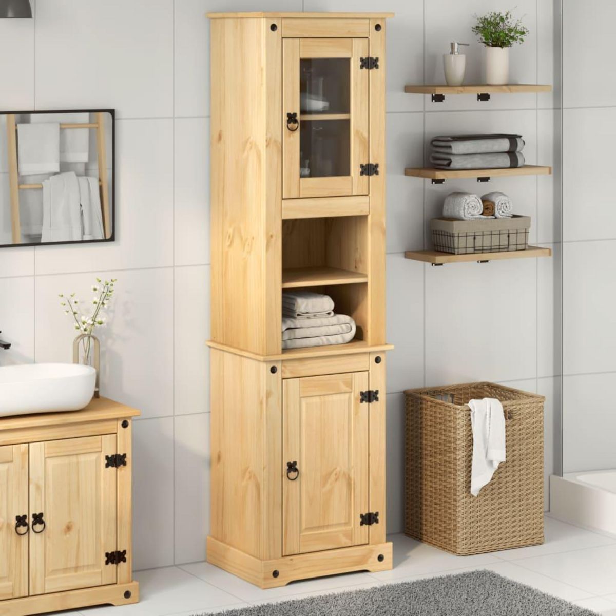 VIDAXL Armoire de salle de bain  50x40x185 cm bois de pin massif