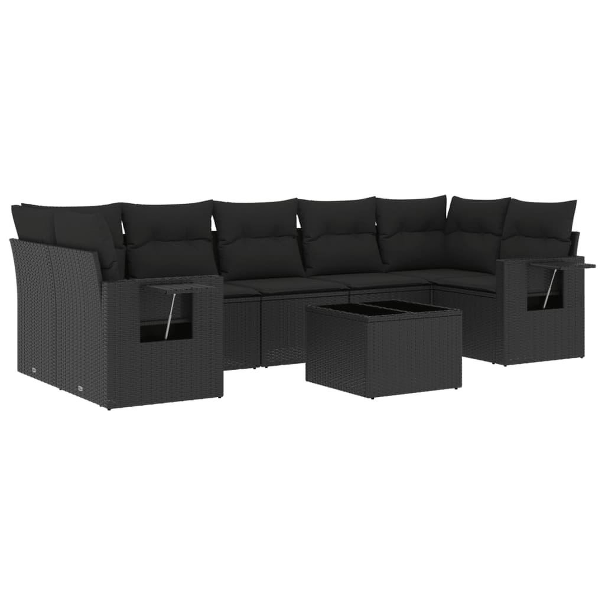 Voir la diapositive 2 : VIDAXL Salon de jardin 8 pcs avec coussins noir resine tressee