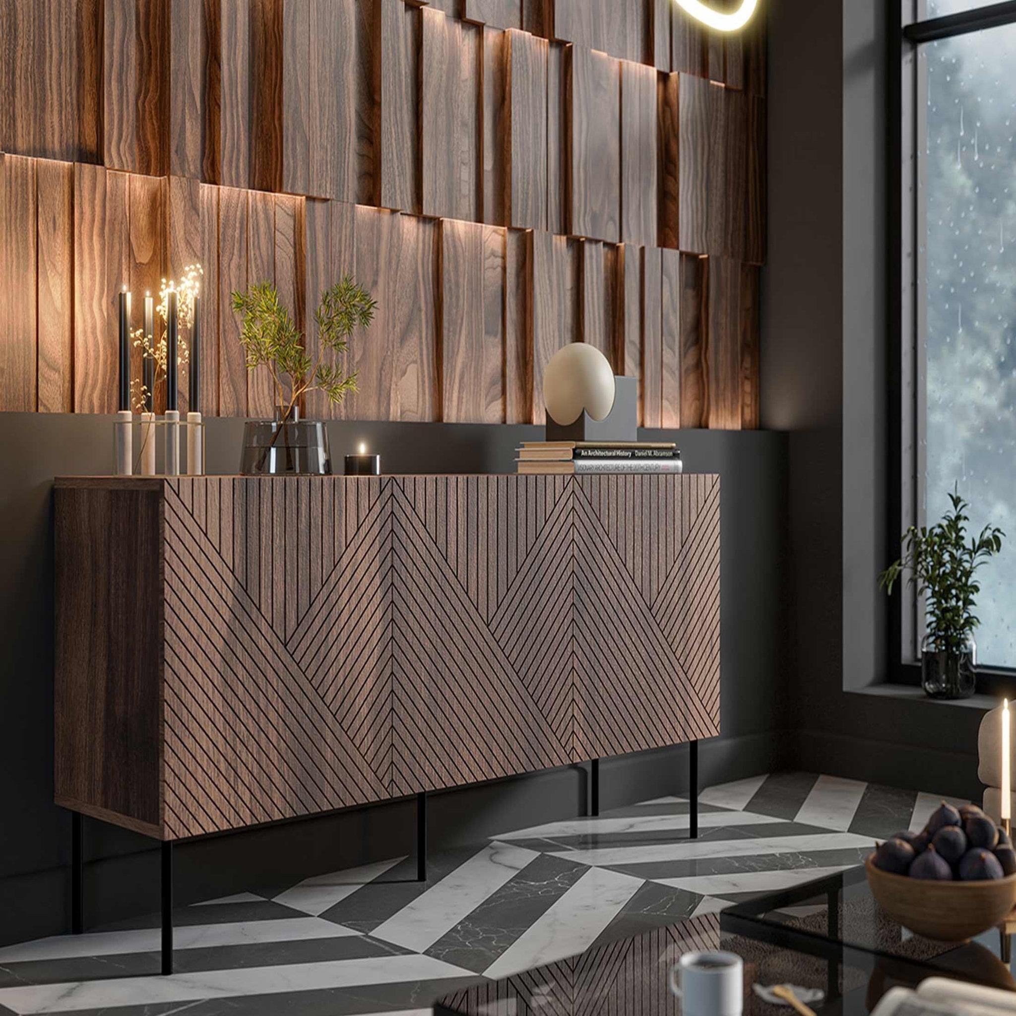 BEST MOBILIER Salvador - buffet bas - effet bois - 3 portes - 150 cm. Coloris disponibles : Marron