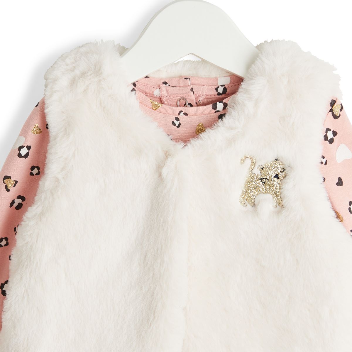 INEXTENSO Ensemble t-shirt manches longues + gilet en fourrure bébé fille