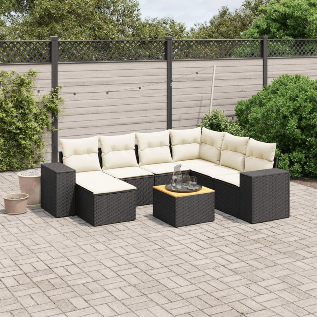 VIDAXL Salon de jardin 8 pcs avec coussins noir resine tressee